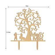 Aisila Mr and Mrs Cake Toppers Wooden Bride Groom Tree Rustic Wedding Cake Topper N2