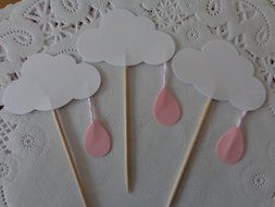 Cloud and Raindrop Cupcake Toppers - Baby Shower Food Picks - Baby Girl Shower Party Picks - Appetizer Picks -... N2
