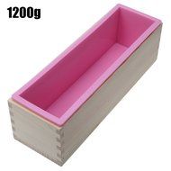 YFShine Flexible Rectangle Silicone Soap Loaf Mold Wooden Box DIY Making Supplies Tools (1200g, Pink) N6