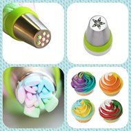 PALOTOP Russian Piping Tips 46 Pcs/SET-25 Russian Tips+20 Disposable Pastry Bags+1 Tri-color Coupler-304 Stainless... N6