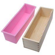 YFShine Flexible Rectangle Silicone Soap Loaf Mold Wooden Box DIY Making Supplies Tools (1200g, Pink) N7