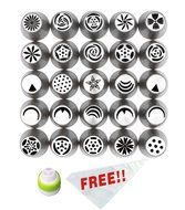 PALOTOP Russian Piping Tips 46 Pcs/SET-25 Russian Tips+20 Disposable Pastry Bags+1 Tri-color Coupler-304 Stainless... N7