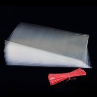 Outus 100 Pieces Party Bags Favor Bags with 100 Pieces Red Twist Ties N6