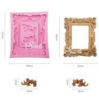 Anyana Large Mirror Frame Scroll Fondant Cake Silicone Mould Chocolate Sugarcraft Retro N3