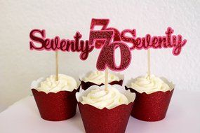 All About Details Red Seventy Cupcake Toppers, Set of 12 N2