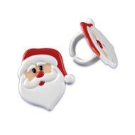 Dress My Cupcake DMC41X-816 12-Pack Santa Claus Face Ring Decorative Cake Topper, Christmas, Red/White