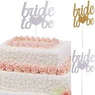 Bride To Be Silver &amp; Gold Glitter Wedding Bridal Shower Cake Topper Hen Party Favor - Gold N9