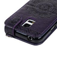 Badalink Galaxy S5 Mini Up-Down Open Folio Flip Case Kickstand Vertical PU Leather Embossed Totem Magnetic Snap... N44