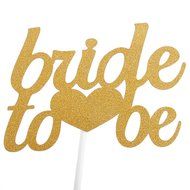 Bride To Be Silver &amp; Gold Glitter Wedding Bridal Shower Cake Topper Hen Party Favor - Gold N10