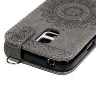 Badalink Galaxy S5 Mini Up-Down Open Folio Flip Case Kickstand Vertical PU Leather Embossed Totem Magnetic Snap... N47