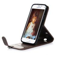 Badalink Galaxy S5 Mini Up-Down Open Folio Flip Case Kickstand Vertical PU Leather Embossed Totem Magnetic Snap... N50