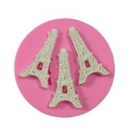 Yunko 3 Cavity Eiffel Tower Shape DIY Cake Cupcake Decorating Fondant Silicone Sugar Craft Molds N2