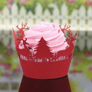 Oksale 24Pcs Christmas Hollow Lace Cup Muffin Holder Cake Paper Case Wraps Cupcake Wrapper for Wedding Birthday... N11