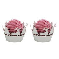 Oksale 24Pcs Christmas Hollow Lace Cup Muffin Holder Cake Paper Case Wraps Cupcake Wrapper for Wedding Birthday... N13