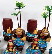 14 Piece Super Mario Brothers DONKEY KONG Birthday Cupcake Topper Set Featuring Donkey Kong and Friends Characters... N4