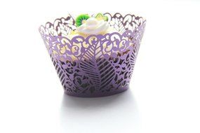 Kuke 24 pcs Seabed Leaf Laser Cut Cupcake Wrappers Cupcake Liners Muffin Container for Baby Shower Baby Birthday... N9