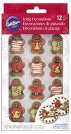 Wilton 710-1172 12 Count Christmas Gingerbread Men with Sweaters Royal Icing Decorations N2