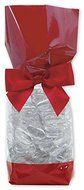 LOT: 50 Red Band &amp; Clear Cell Bags w/ 50 Solid Red Bows - Small Bags 2 x 1 7/8 x 9.5