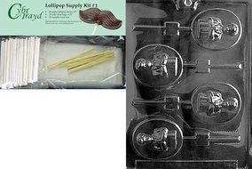 Cybrtrayd Boy Communion Lolly Chocolate Candy Mold with 25 4.5-Inch Lollipop Sticks and Exclusive Cybrtrayd Copyrighted... N8