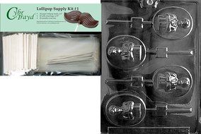 Cybrtrayd Boy Communion Lolly Chocolate Candy Mold with 25 4.5-Inch Lollipop Sticks and Exclusive Cybrtrayd Copyrighted... N9