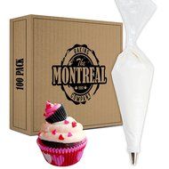Montreal Baking 16 Inch Pastry Bags - 100 Pack - Disposable Piping and Icing Bags - Cake Decorating Supplies N4