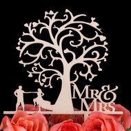 LOVENJOY Gift Box Pack Mr and Mrs Dancing Bride and Groom Tree Silhouette Rustic Wedding Cake Toppers Wood (5.7... N5