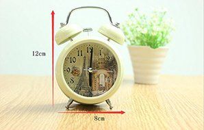Surborder Shop Creative Twin Bell Analog Alarm Clock Battery Operated - Loud Alarm Clock Rural style Beige N4