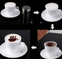 DIY Fancy Coffee Chocolate Powder Shaker Duster with 12 Stencils Strew Pad N7