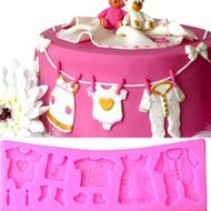 Yunko Baby Shower Clothes Hanger Cake Decorating Fondant Silicone Mold Chocolate Candy Cupcake Mold N3
