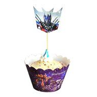 Winrase&reg; Set of 12 Chic Batman Mouth Kids Birthday Party Decoration Paper Cupcake Liner Wrap Wrappers with Toppers... N33