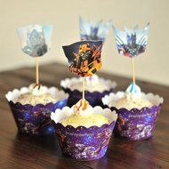 Winrase&reg; Set of 12 Chic Batman Mouth Kids Birthday Party Decoration Paper Cupcake Liner Wrap Wrappers with Toppers... N34