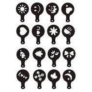 Sealike 2015 New Coffee Stencils Latte Art Template Cappuccino Art Stencils Pack of 16 with Stylus