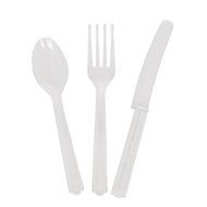 Plastic Silverware Set for 8 Guests, Yellow, 24 Pieces N6