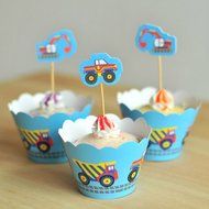 Winrase&reg; Set of 12 Chic Batman Mouth Kids Birthday Party Decoration Paper Cupcake Liner Wrap Wrappers with Toppers... N41