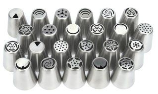Rystinworks Russian Piping Pastry Tips - 23 Piece Set - Stainless Steel - With Instructions - Five bags Included... N9