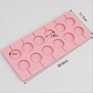 BUYBUYMALL 12 Round Silicone Lollipop Mold with Sticks for Candys Chocolates N4