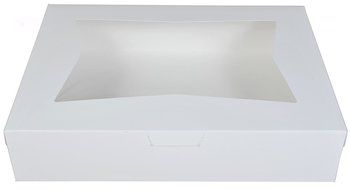 Southern Champion Tray 23133 Paperboard White Lock Corner Window Bakery Box, 19" Length x 14" Width x 4" Height... N2