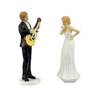 LingStar Love Romantic Guitar Bride and Groom Wedding Cake Topper Proposal Couple Figurine Resin Decoration N2