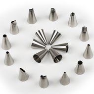 Gelindo 18-Piece Cake Decorating Tips Set with 1 Reusable Silicone Pastry Bag and 1 Plastic Coupler - Rust Resistant... N3
