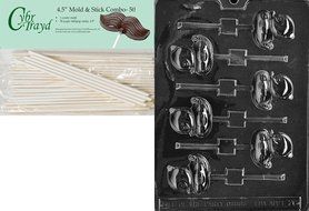 Cybrtrayd Small Duck Lolly Easter Chocolate Candy Mold with 50 4.5-Inch Lollipop Sticks