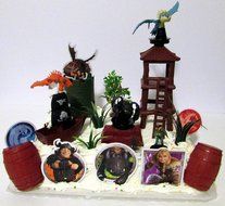 How To Train Your Dragon 20 Piece Birthday Cake Topper Set Featuring Toothless Night Fury, Monstrous Nightmare... N5