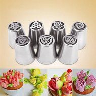 KiwiTwo A Set of 7pcs Russian Icing Piping Nozzles Cake Decoration Tips Home Baking DIY Tool Tulip Rose Nozzle... N3