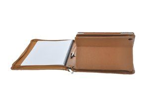 Letter-Size Leather Portfolio With Detachable iPad Air 2 / iPad Air Holder and Multiangle Viewing, Black N14