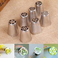 KiwiTwo A Set of 7pcs Russian Icing Piping Nozzles Cake Decoration Tips Home Baking DIY Tool Tulip Rose Nozzle... N4