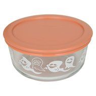 Pyrex 7201 4 Cup Ghost Glass Bowl and 7201-PC Light Orange Lid N2