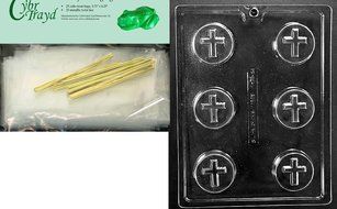 Cybrtrayd R073 Cookie with Cross Chocolate Candy Mold with Exclusive Cybrtrayd Copyrighted Chocolate Molding Instructions... N5