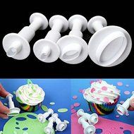 SHINA 4PCS Oval Fondant Cutter Set Plunger Cake Mold Mould Tool Decorating