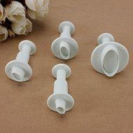 SHINA 4PCS Oval Fondant Cutter Set Plunger Cake Mold Mould Tool Decorating N2