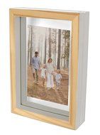 Kingwin Wood Floating Glass Photo Frame WF1107(white, 6"x8") N2