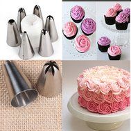 Misula 8 Pcs Cake Decorating Set, Silicone Icing Piping Cream Pastry Bag + 6 Pcs Stainless Steel Nozzle Tips Set... N3